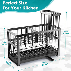 Two Layer Sink Storage <b>Rack</b> Black Multi Function <b>Kitchen</b> Organizer For Dish Soap Sponge Brush Holder - Product Image 3