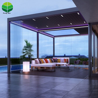 Pergola de toit à persiennes de luxe en aluminium Ouverture motorisée Toit à persiennes en aluminium Extérieur de bonne qualité MDF imperméable
