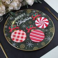 Plateau de service en plastique StarLuckINT de 13 pouces, design personnalisé, pour desserts et gâteaux de Noël, assiette de présentation