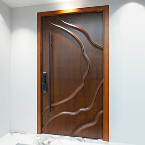 Puerta Exterior de Diseño de Madera Tallada en 3D de Lujo Estadounidense, Impermeable, Aislada Térmicamente, Puerta de Entrada Principal con Videoportero y Cerradura Inteligente - Product Image 6