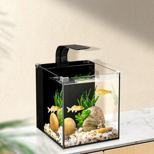 <span class=keywords><strong>Acquario</strong></span> Mini Betta in Vetro Ultra Trasparente, Piccolo <span class=keywords><strong>Acquario</strong></span> da Tavolo per Piante Acquatiche con Luci LED e Accessori per Pesci - Product Image 5