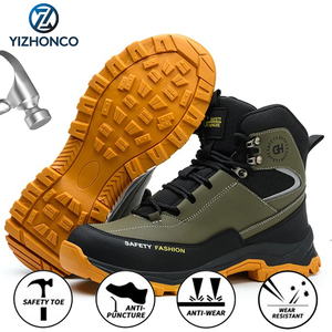 Botas De Trabajo Para Senderismo Parte Superior De Cuero Suela De Goma Punta Ancha Resistentes Al Desgaste Antideslizantes - Product Image 1
