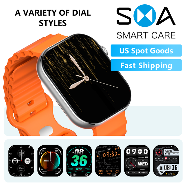 US Fast Ship Smartwatch for Men 2.01" AMOLED Display Always-on Heart Rate Monitor IP68 Waterproof Multi-Sport Tracker with Sleep