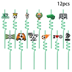 Breloques <span class=keywords><strong>de</strong></span> paille en PVC sur le thème <span class=keywords><strong>du</strong></span> <span class=keywords><strong>football</strong></span> et ensemble <span class=keywords><strong>de</strong></span> pailles spirales pour la vaisselle <span class=keywords><strong>de</strong></span> fête à thème sportif, les décorations d'anniversaire et les accessoires pour boissons - Product Image 6