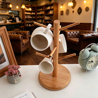 Étagère de présentation de tasses en bambou personnalisable, support à tasses en bois, rangement et organisation de cuisine, ameublement pour restaurant et maison