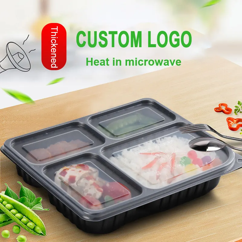 Factory Price pp microwavable Plastic Food Container 1000 ml 4 compartment tray meal prep containers