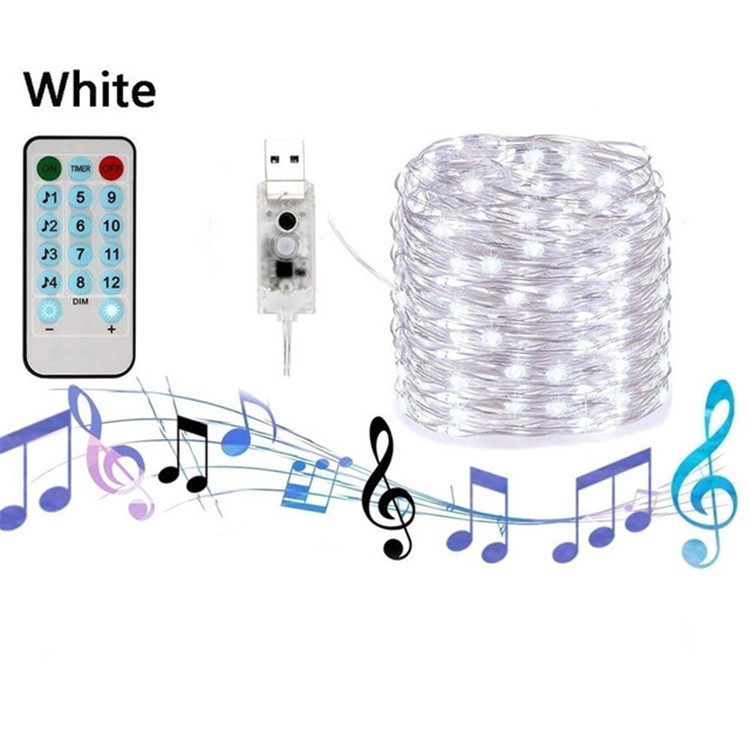 Christmas Decoration Led Copper Wire String Music Garland Twinkle fairy Lights Kits 50 Leds Remote Controller and Usb Plug