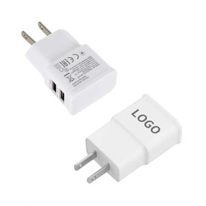 Custom Logo <b>Plug</b> Converter Portable Plastic US Socket Dual <b>USB</b> Travel <b>Plug</b> Adaptor for Mobile - Product Image 1