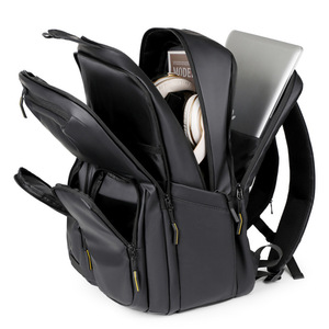 Large Capacity Unisex Fashion Geometric Multi-Functional Softback <b>Laptop</b> <b>Backpack</b> Interior Zipper Pocket Custom Logo PU Zipper - Product Image 5