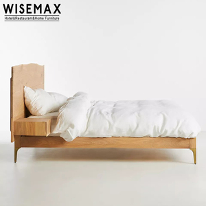 WISEMAX FURNITURE Mobilier de maison nordique Ensemble de chambre à coucher cadre de <span class=keywords><strong>lit</strong></span> en <span class=keywords><strong>bois</strong></span> de chêne massif et noyer cadre de <span class=keywords><strong>lit</strong></span> double king size appartement hôtel - Product Image 6
