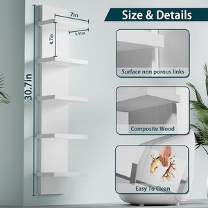 Étagères murales verticales étroites flottantes blanches personnalisables pour la décoration de la maison - Product Image 3