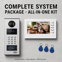 Système d'interphone vidéo IP multi-appartements pour 4 maisons avec solution de contrôle d'accès par clavier mécanique RFID et mot de passe