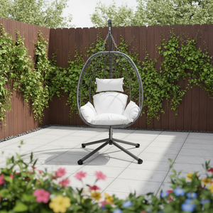 Fauteuil suspendu en rotin pour patio, style traditionnel et moderne, pour intérieur et extérieur, avec support - Product Image 4