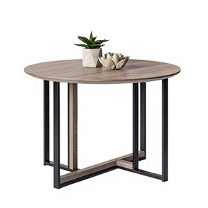 <b>Round</b> Modern Wooden Coffee <b>Table</b> Minimalist Design Metal Frame Living Room Furniture Durable <b>Solid</b> <b>Wood</b> Top - Product Image 1