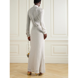 Đầm <span class=keywords><strong>maxi</strong></span> boho gợi cảm cổ chữ V tay ngắn dáng chữ A eo tự nhiên lót cotton chất liệu vải lanh dệt thân thiện với môi trường - Product Image 2