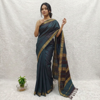 Saree Sutra Katun Maheshwari Garbh Reshmi Tenun Tangan Tradisional Desainer Etnik untuk Pesta Pernikahan dan Acara Perayaan Wanita LoomIndia