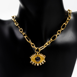 Kalung Perhiasan modis wanita desain baru baja tahan karat berlapis emas 18K dengan zirkon Enamel dan perhiasan baja tahan karat - Product Image 5