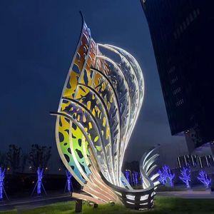 Escultura de Fénix de Acero Inoxidable para Exteriores, Alas Metálicas Abstractas de Forma Irregular, Montaje en Suelo, Arte Paisajístico Hecho a Mano - Product Image 2