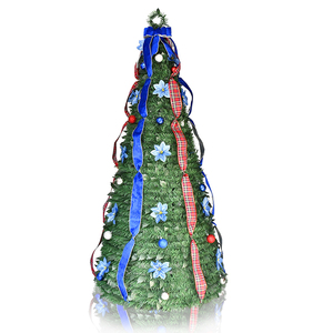 Arbre de Noël en ruban bleu tissé transfrontalier, extensible et pliable, décoration de fête festive, sur pied - Product Image 2
