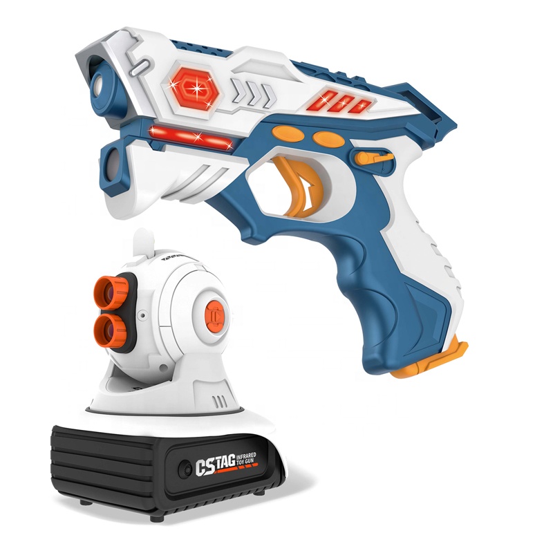 Samtoy Nieuwigheid Inductie Infrarood Laser Gun Ar Speelgoed Pistool Dubbele Schietpistool Met Projector En 3 Stuks Monster Glijbaan Projectie