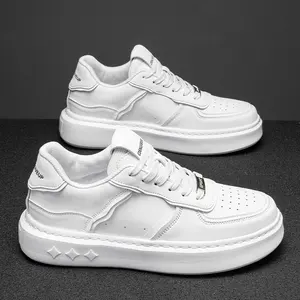 Oem Custom Hoge Kwaliteit Heren Sneakers Witte Schoenen Met Mijn Eigen Logo Pu & Rubber Binnenzool Mesh Voering Plat Winterseizoen