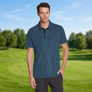 Polo de Manga Corta para Hombre, Color Sólido, Secado Rápido, Deportivo, Tejido de Poliéster, Corte Regular, Azul, Estampado en Serigrafía, Antiarrugas - Product Image 4