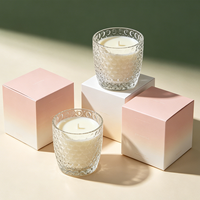 Pot à bougie en verre taillé vintage de qualité supérieure |   Conteneur de bougie parfumée vide géométrique texturé à base épaisse en gros
