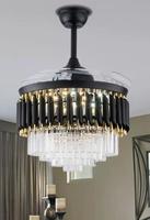Ventilateur de plafond LED de luxe avec lampe lustre moderne de 42 pouces, pales rétractables, 5 vitesses, télécommande à intensité variable, OEM d'usine