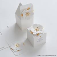 Boîtes cadeaux en papier blanc LABON pour mariage, fête nuptiale, anniversaire, avec décoration florale