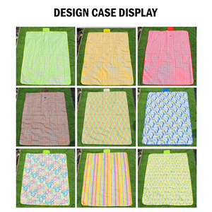 Custom Color Design <b>Yellow</b> Checkered Picnic Mat Foldable Oxford Material Outdoor <b>Blanket</b> for Park Picnic - Product Image 3