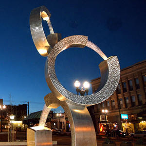 Sculpture d'art de <span class=keywords><strong>fontaine</strong></span> circulaire en acier inoxydable 304, jardin, intérieur, extérieur, Center commercial, décoration, grande Sculpture en métal - Product Image 3