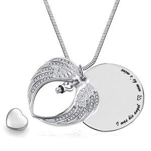 Angel Wing Birthstone Memorial Recuerdo Cenizas Urna Colgante Collar 'Yo era su ángel ahora él / ella es mío' - Abuela - Product Image 3