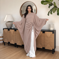 Loriya 2026 Nouvelle Tunique Papillon Musulmane Modeste Abaya Longue Robe à Manches Chauve-Souris avec Cordon de Serrage Ajustable et Fronces pour Femme Kaftan