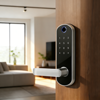 Cerradura Inteligente Segura de Lengüeta Única RF086 Tuya con Huella Dactilar y Contraseña para Puerta de Madera, Reemplazo Universal de Cerradura de Bola