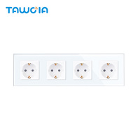 Prise murale intelligente WiFi et Zigbee avec 4 prises, cadre en verre trempé, norme européenne, prises allemandes, application Tuya et commande vocale