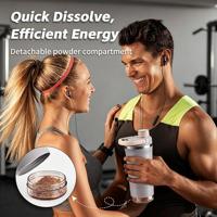 Bouteille shaker isotherme personnalisée YEWAYOGA avec compartiment de rangement intégré pour mélangeur et poudre protéinée, idéale pour la gym et les sports