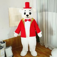 Costume de mascotte d'ours en peluche joyeux pour événements, idéal pour les fêtes de Noël et les défilés de personnages animaux de dessin animé