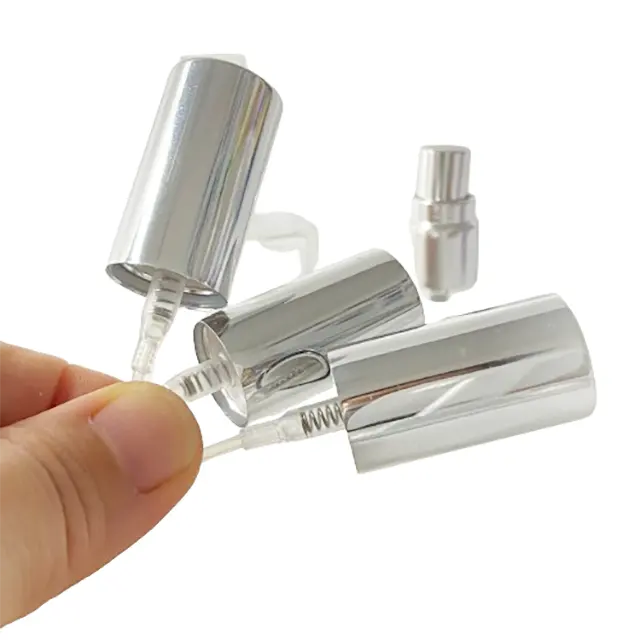 Mini bouchon de pulvérisateur de brouillard de parfum à vis en aluminium argenté de 13mm pour bouteille en verre