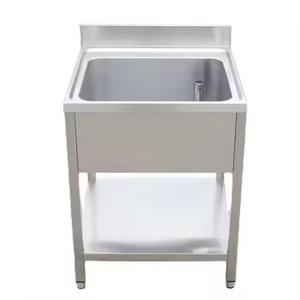 Évier à compartiment unique avec dosseret complet et étagère ouverte en dessous, <span class=keywords><strong>quatre</strong></span> pieds robustes pour restaurant, hôtel - Product Image 3