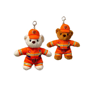 Porte-clés en peluche ours pompier, jouet doux de 18cm pour adolescents, cadeau décoratif - Product Image 3