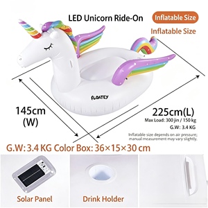 Flotador de Agua con Luz Solar e Inducción, Pato o Unicornio Luminoso, Control Remoto, Anillo Flotante Grande con Asas - Product Image 5