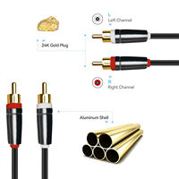 Câble audio AUX 3,5 mm vers double RCA, conducteurs en cuivre sans oxygène, connecteurs mâle-femelle, qualité audiophile