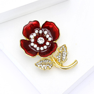 2025 Men Hoa Màu Đỏ Poppy Trâm Rhinestone Pha Lê Hoa Hợp Kim Trâm Anh Lưu Niệm Trâm Pin - Product Image 3