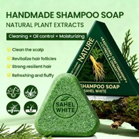 Sabun Sampo Segitiga Putih Sahel Ekstrak Alami Daun Biota Isatis Indigotica Menutrisi Kulit Kepala Batang Pembersih Rambut Padat