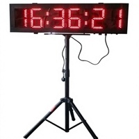 Horloge de chronométrage de course à LED double face BestLED, 6 pouces, format HHMMSS, trépied, rouge, IP64, étanche, alimentée par batterie