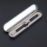 Pointeur Laser rouge télescopique 5 en 1, nouveauté, antenne rétractable, enseignement, stylo à aimant, lampe de poche LED, stylo à bille avec étui métallique