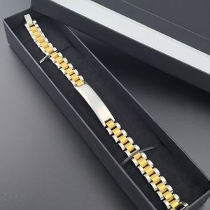 Bracciale da Uomo in Acciaio Inossidabile Placcato Oro 18k, Marca di Design, Personalizzabile con Incisione del Nome, Alla Moda - Product Image 4