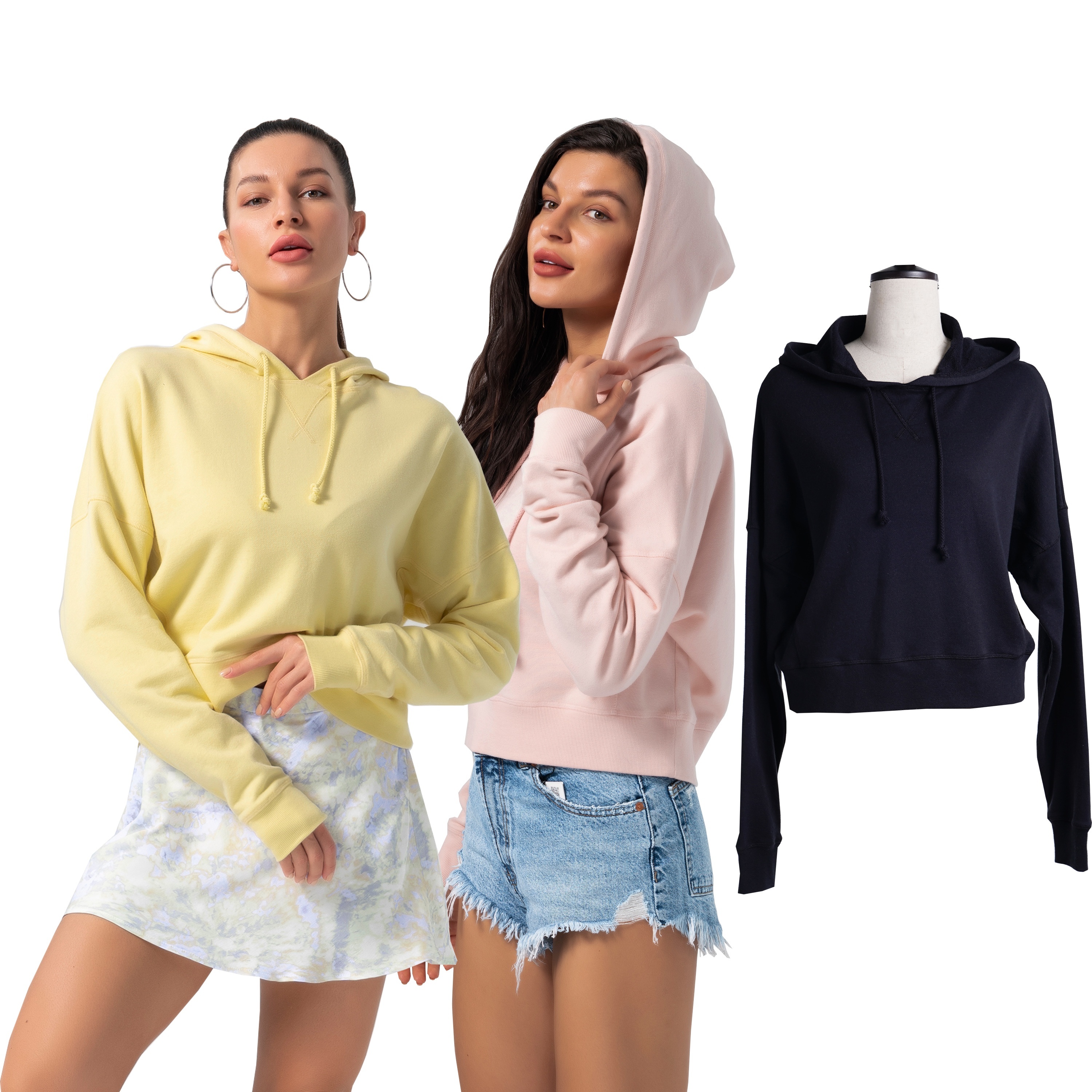 Ladies Knit Long Sleeve Cotton Oversizes French Terry Custom Plain Crop Top Fall 2021 Women Clothes Hoodies & sweatshirts