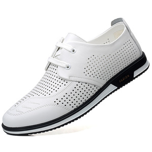 Mocasines de Cuero para Hombre, Color Negro Sólido, Cordones Delanteros, Suela Suave, Zapatos Casuales, Origen Wenzhou - Product Image 4