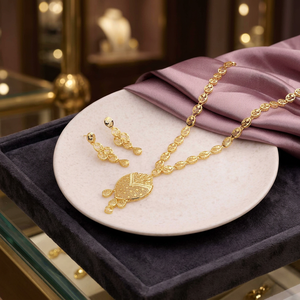 Wholesale Fashion Necklaces Brass 14K 18K 24K Gold Filled Forming Long Necklaces Set Dubai Style Turkish Design Long Jewelry Set - Product Image 3